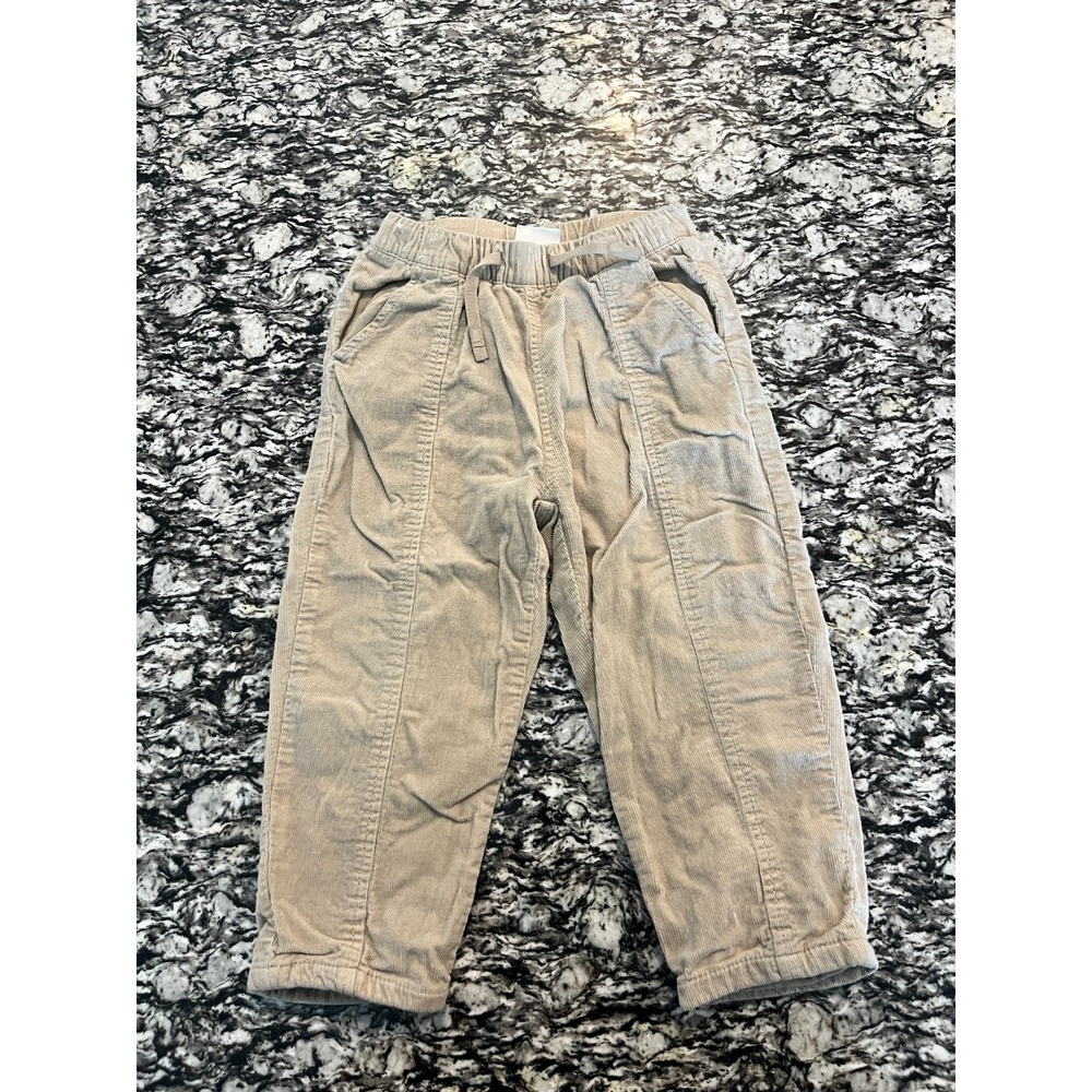 Zara Corduroy Pants Kids 2-3 Years Beige Straight Leg Drawstring Casual Wear‎